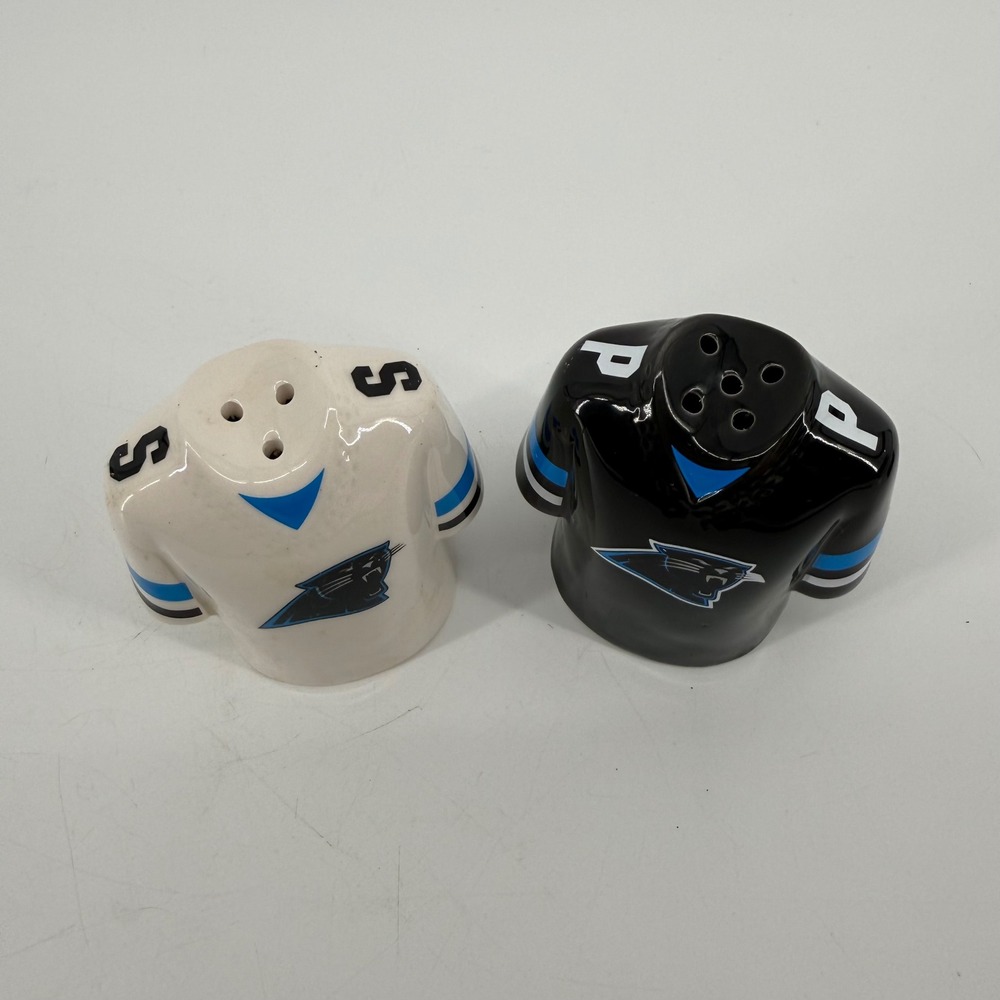 Carolina Panthers NFL Jersey Salt and Pepper Shaker Set Ceramic Black White - Picture 3 of 7